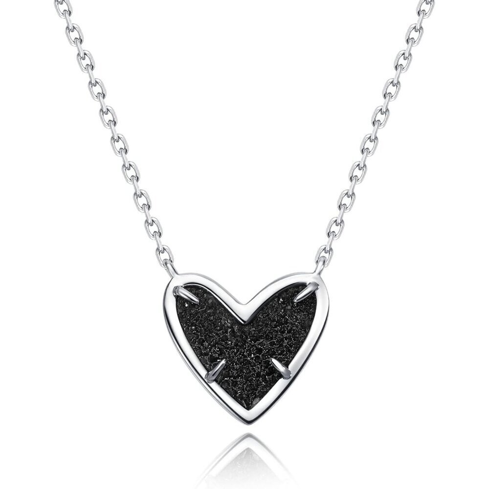 Natural Stone BlackDrusy Heart Teardrop Irregular Necklace for Women Rose Quartz